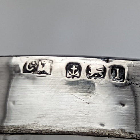 1910年 英国アンティーク 純銀装飾 カットグラス 花瓶 383g C C May & Sons